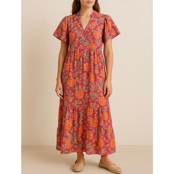 THML Floral Midi Dress Flutter Sleeve size small - Picture 1 of 6